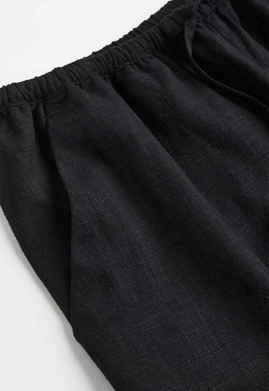 H&M - Linen-blend pull-on shorts - black