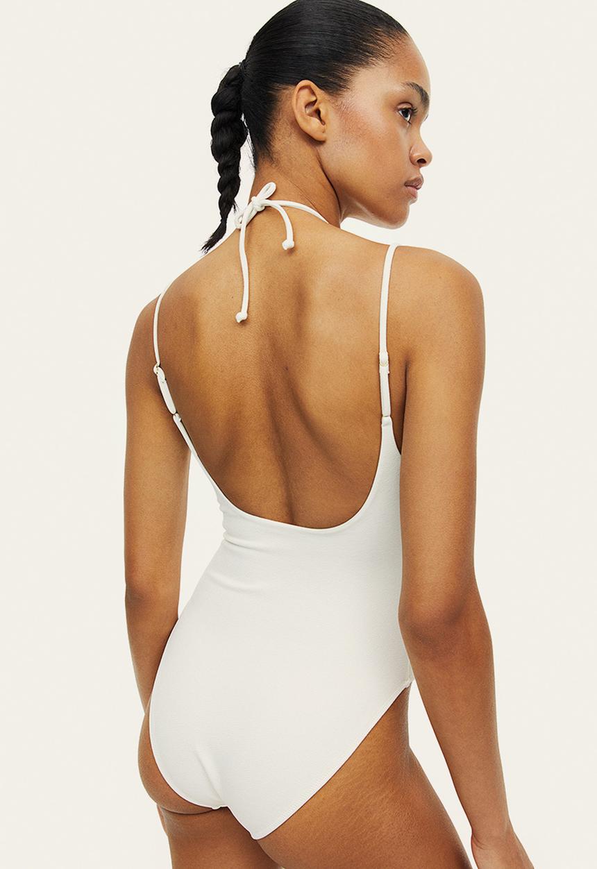H&M - High leg swimsuit - cream 