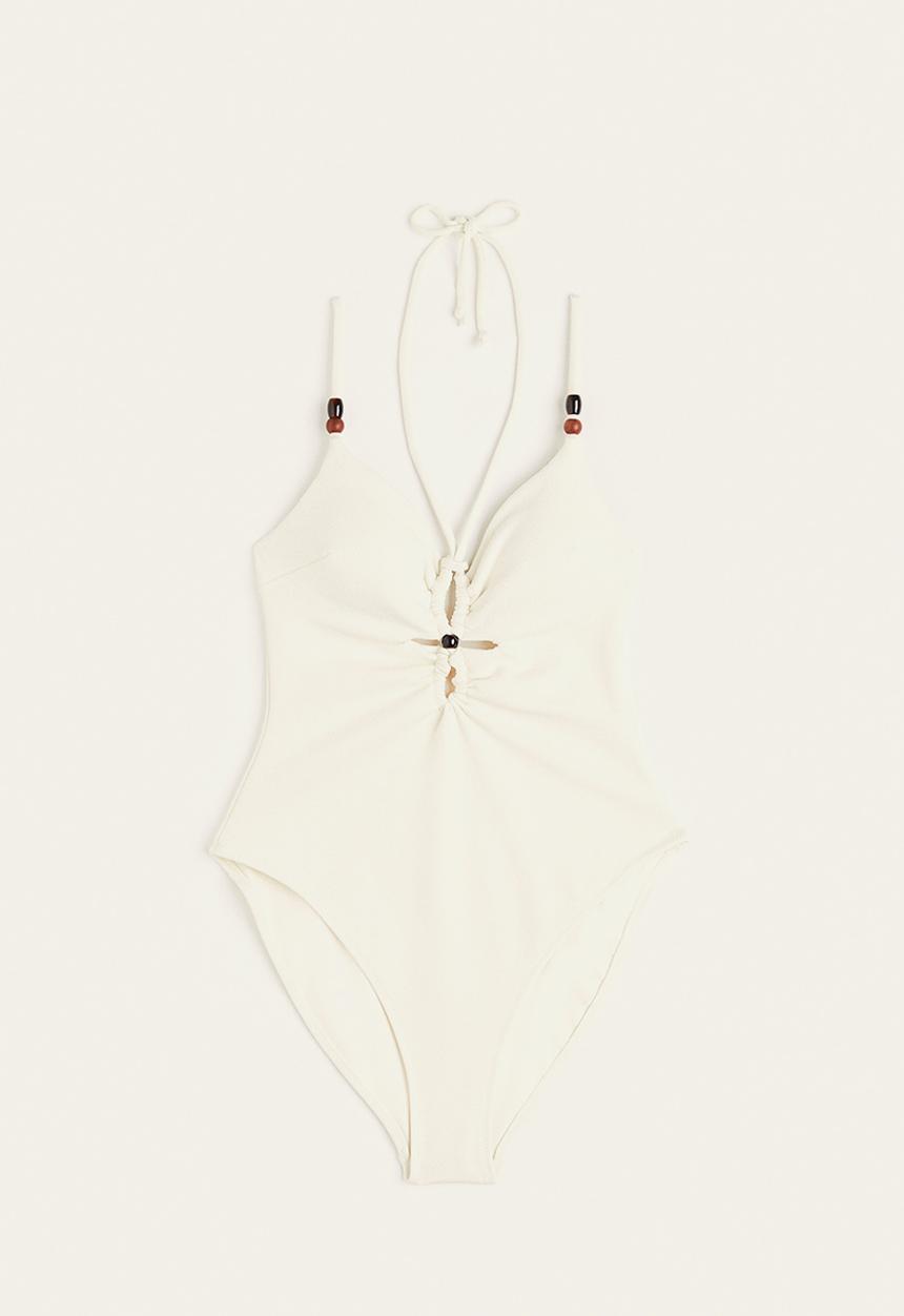 H&M - High leg swimsuit - cream 