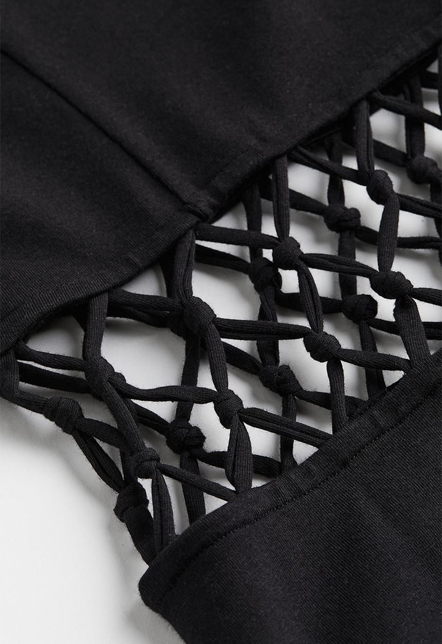 H&M - Fringe trimmed cut out dress - black