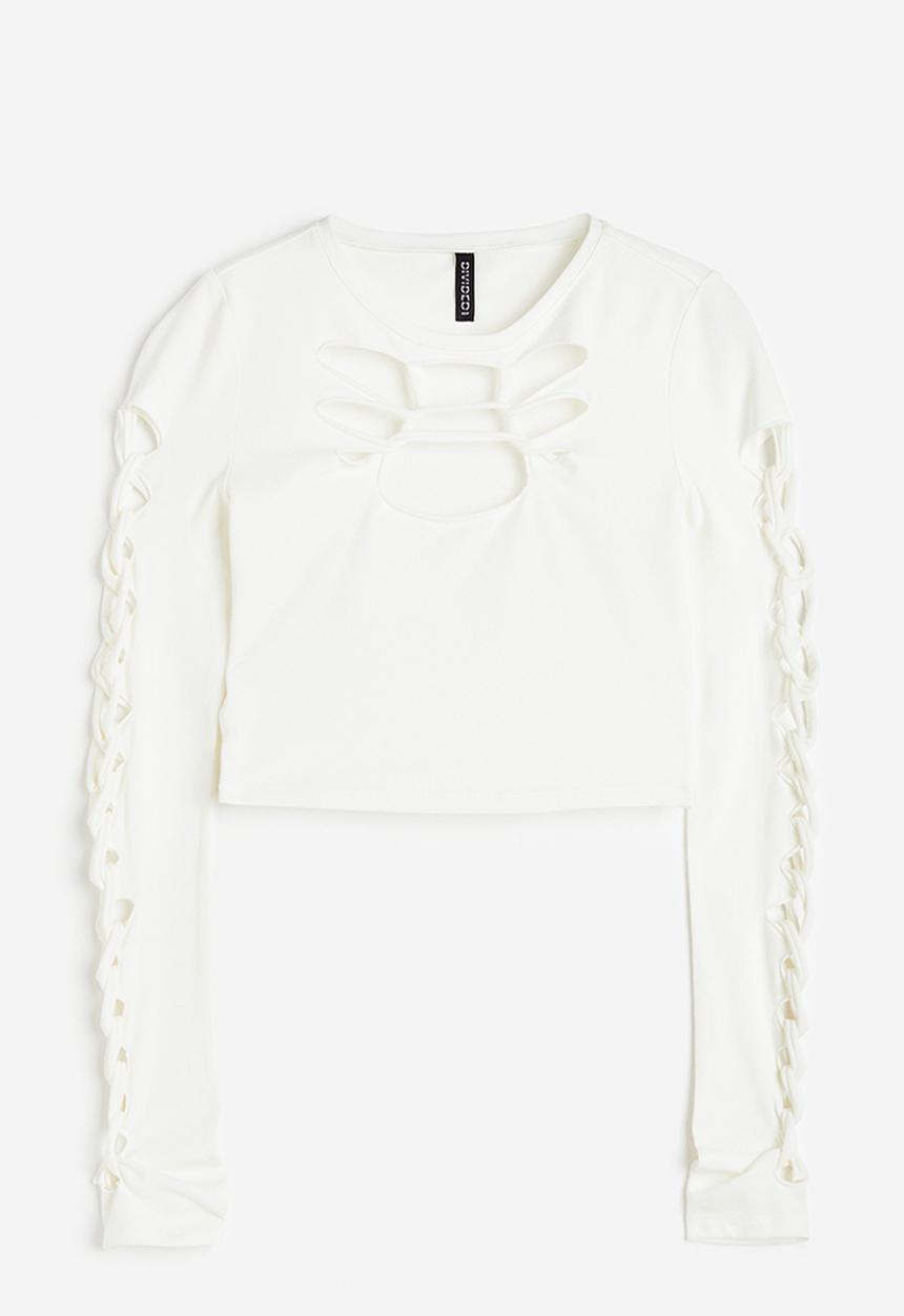 H&M - Cropped cut out top - white