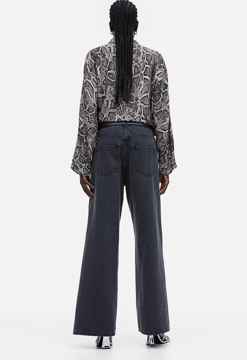 H&M - Wide denim trousers - dark grey