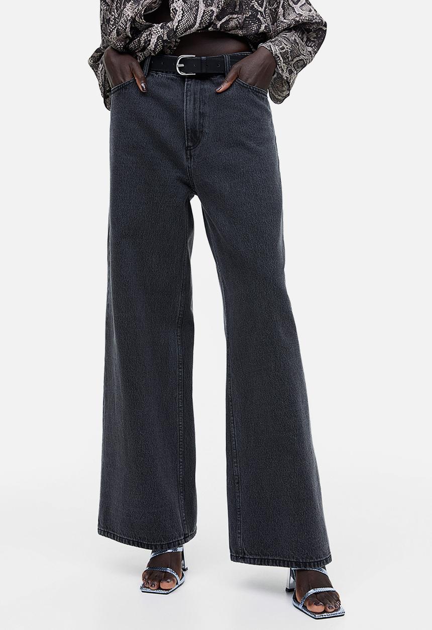 H&M - Wide denim trousers - dark grey