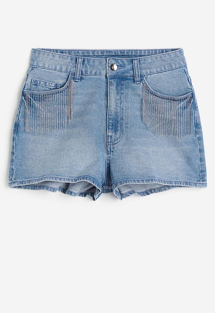 H&M - Embellished denim shorts - light denim blue