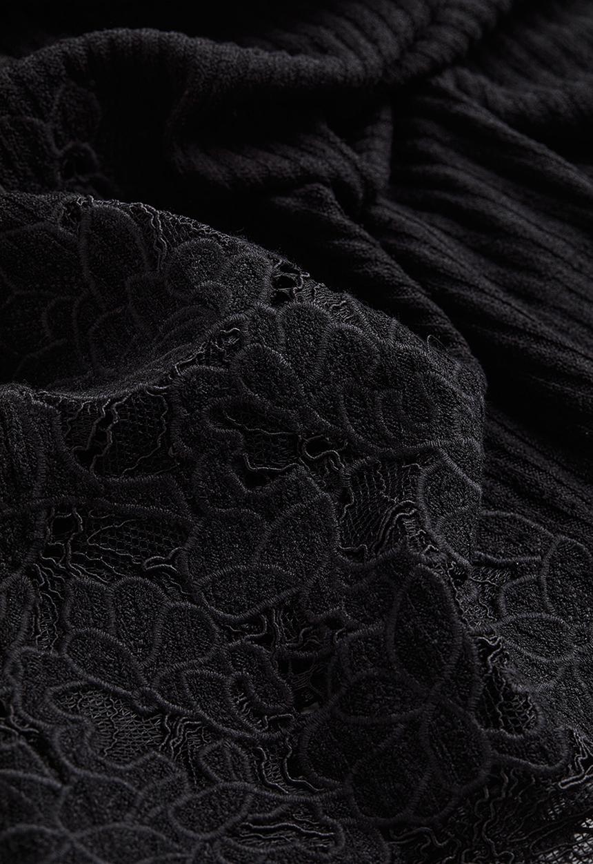 H&M - Lace-detail ribbed skirt - black