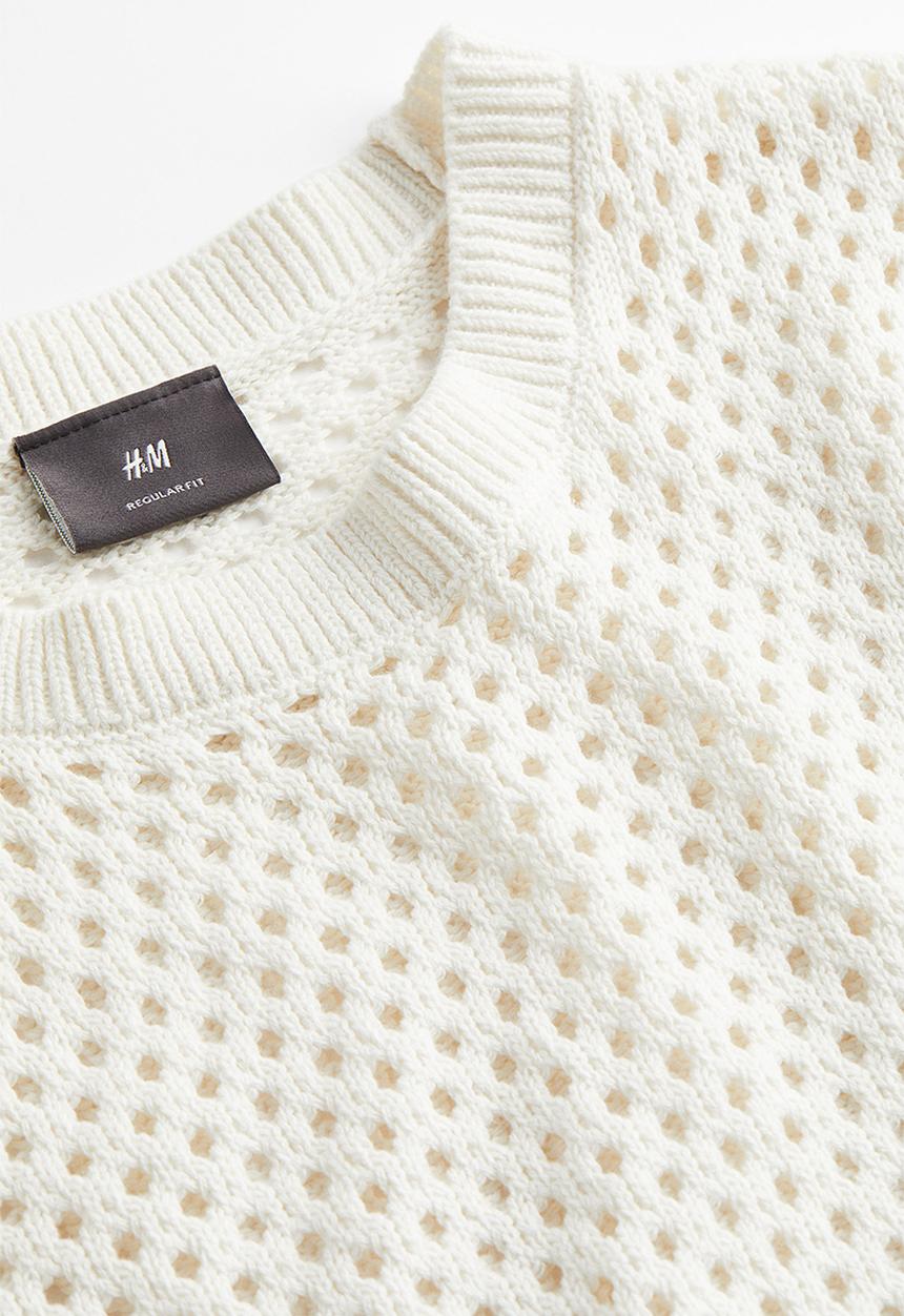 H&M - Regular fit hole-knit sweater vest - white
