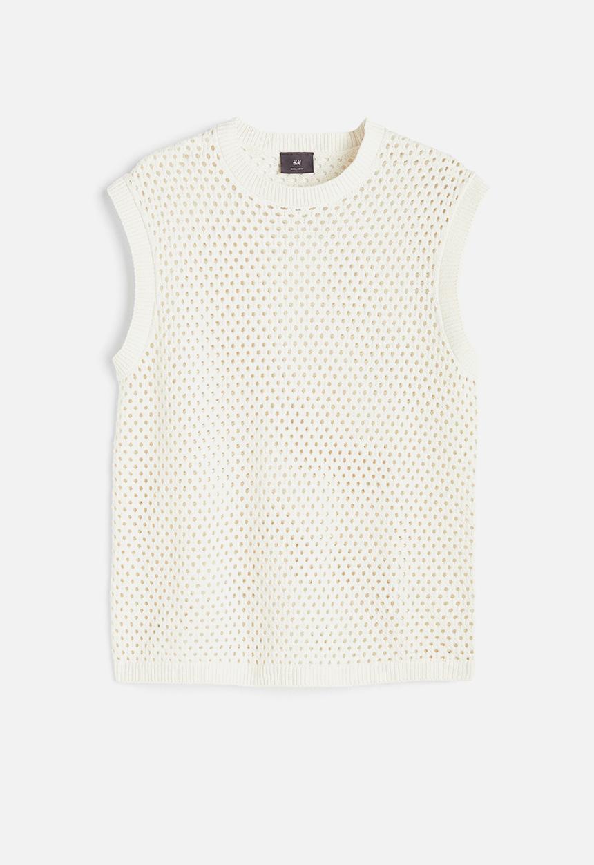 H&M - Regular fit hole-knit sweater vest - white