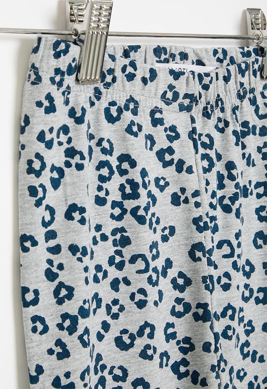 MINOTI - Girls leopard aop basic legging - grey & navy 