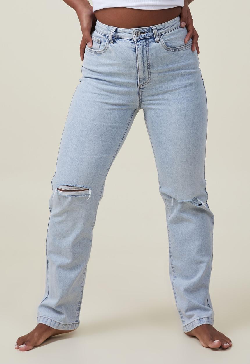 Cotton On - Curvy stretch straight jean - palm blue rip