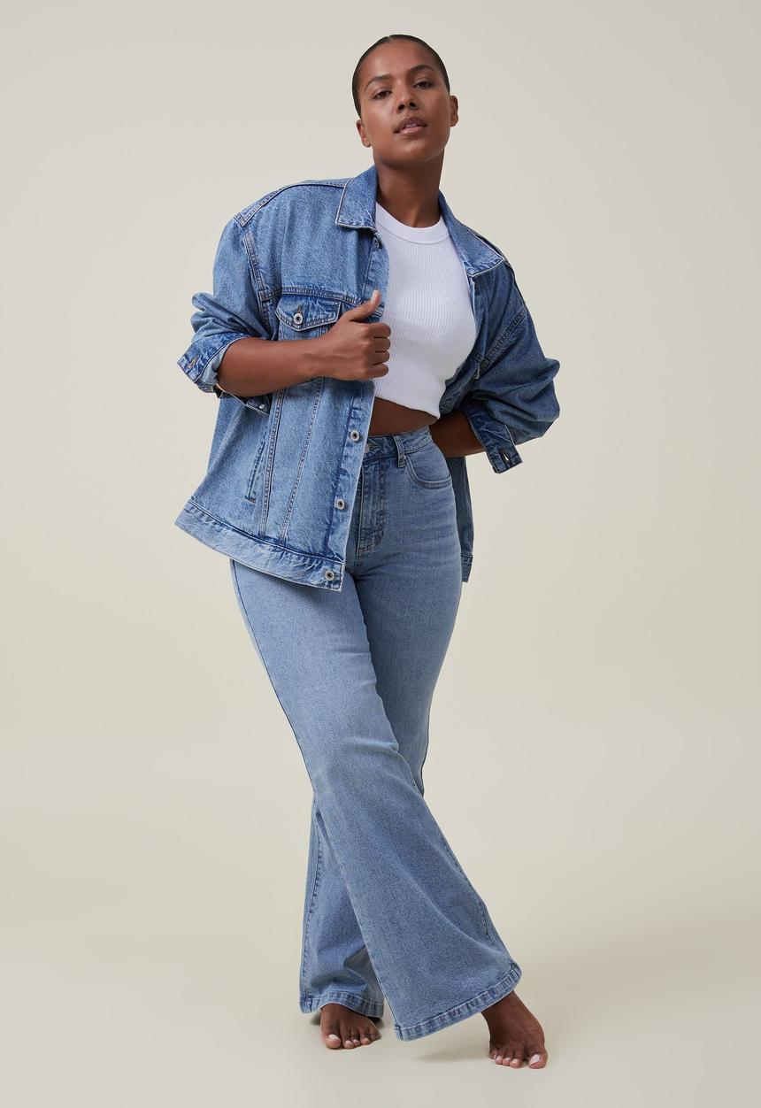 Cotton On - Curvy stretch wide jean - bells blue