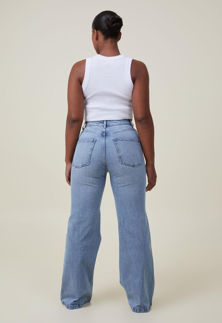 Cotton On - Curvy stretch wide jean - bells blue