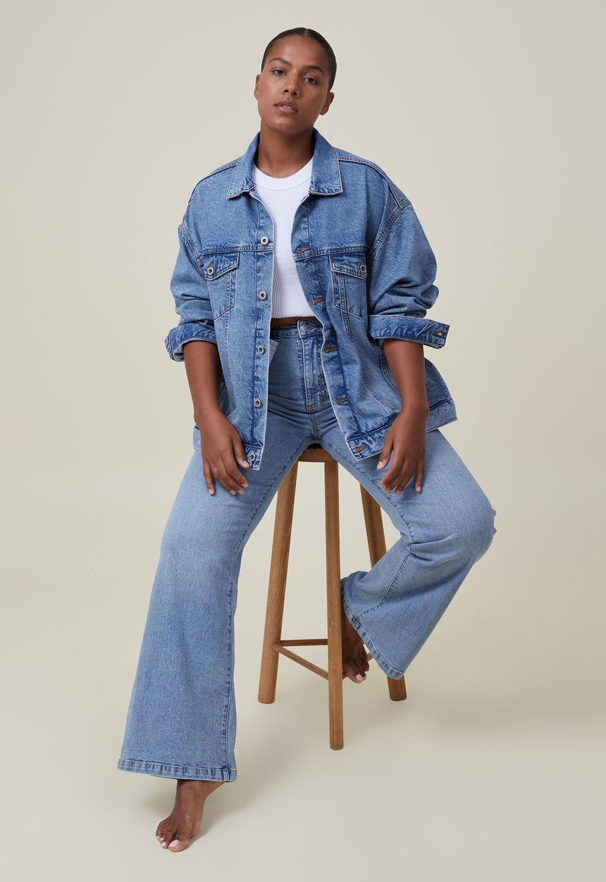 Cotton On - Curvy stretch wide jean - bells blue