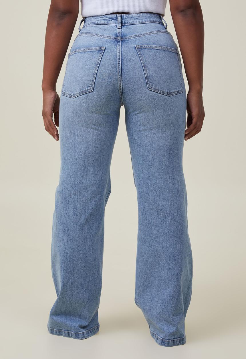 Cotton On - Curvy stretch wide jean - bells blue