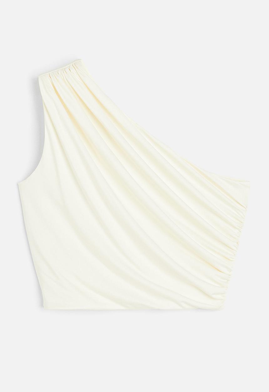 H&M - Gathered one-shoulder top - cream 