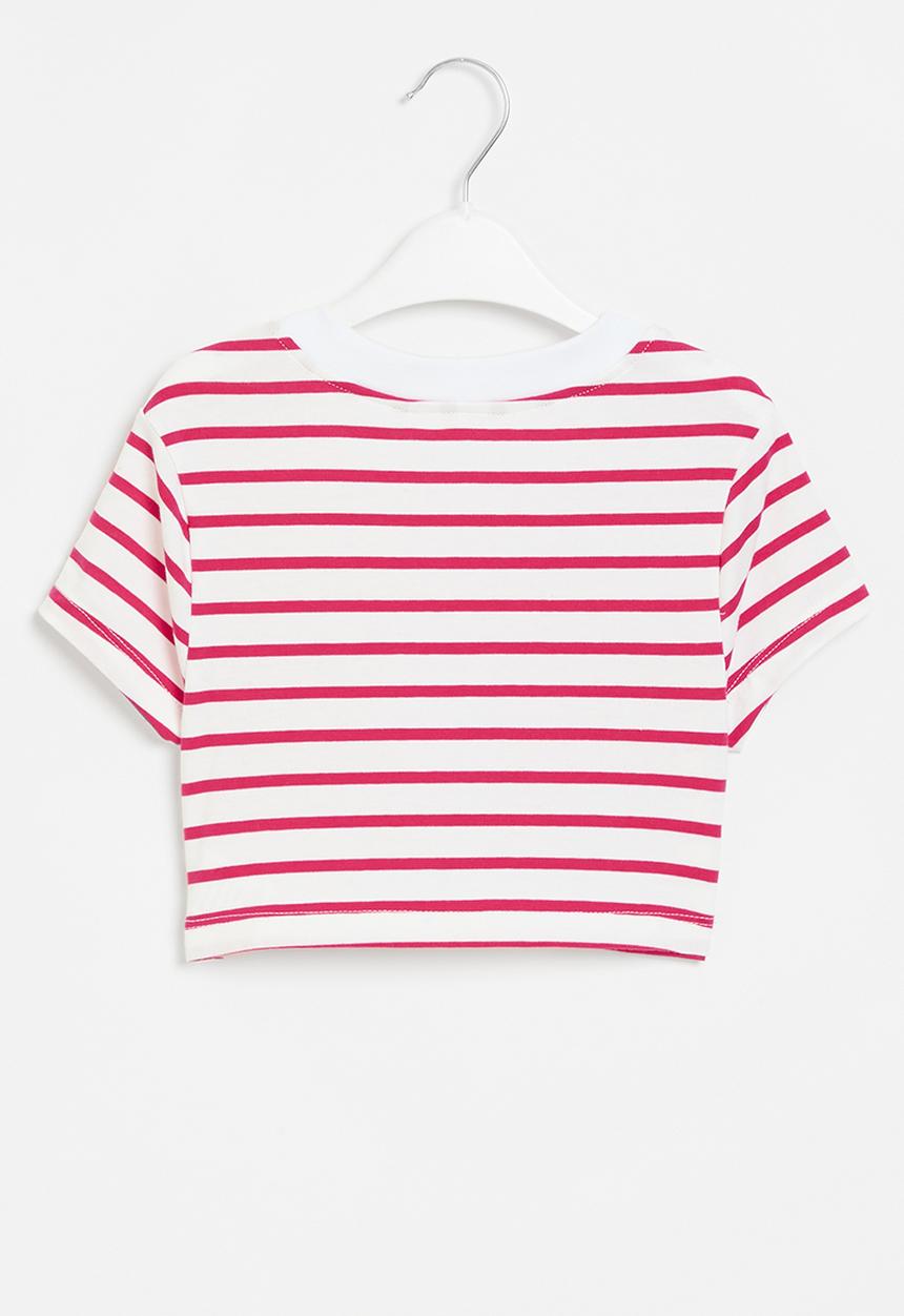 Superbalist - Stripe crop tee - red & milk