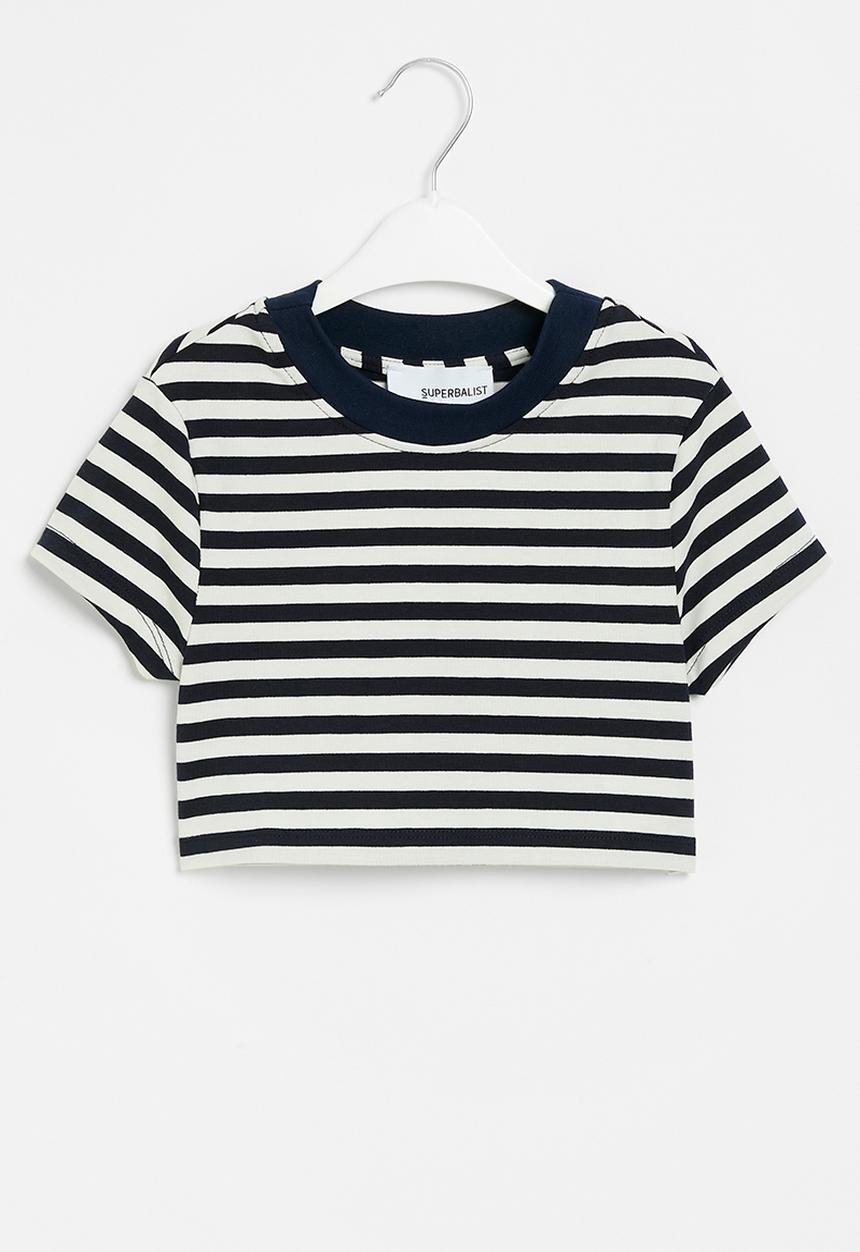 Superbalist - Stripe crop tee - navy & milk