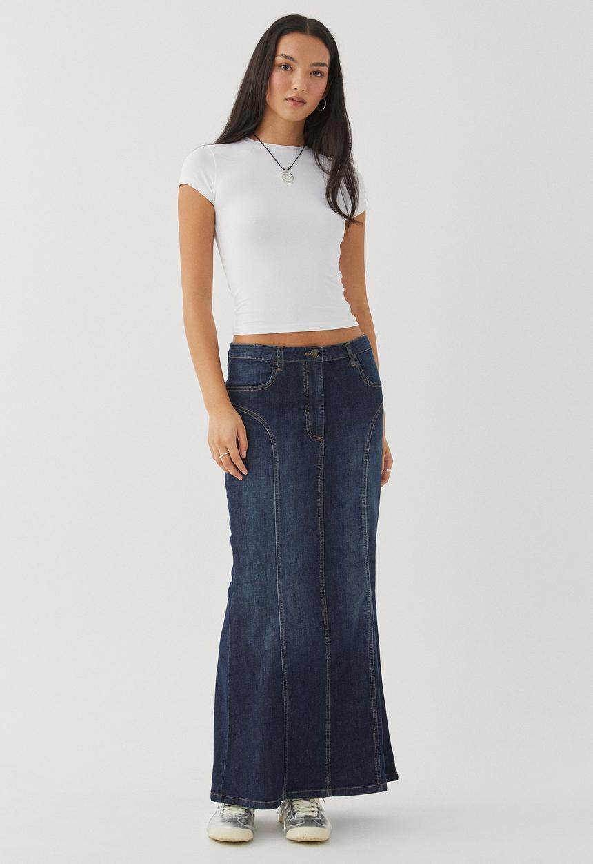Supré  - Panelled denim maxi skirt - vintage navy