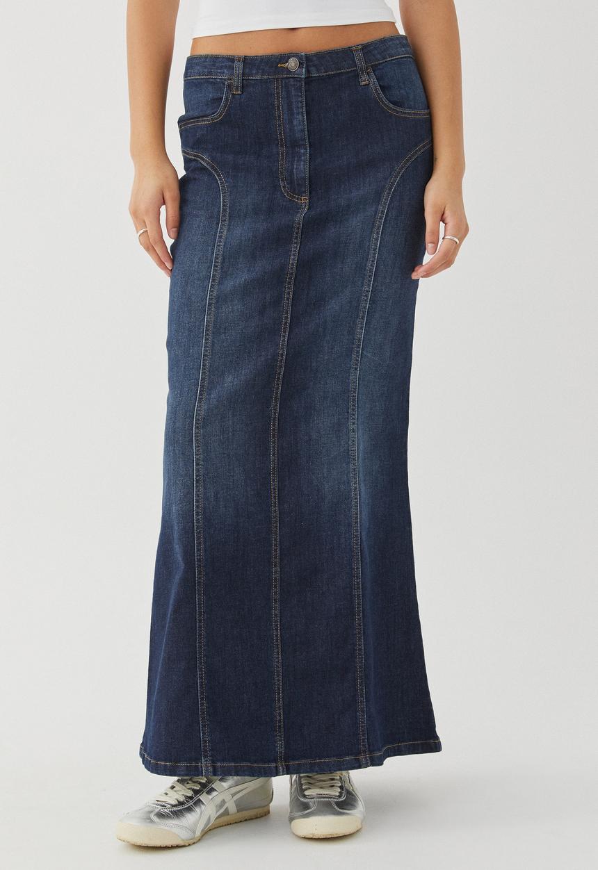 Supré  - Panelled denim maxi skirt - vintage navy