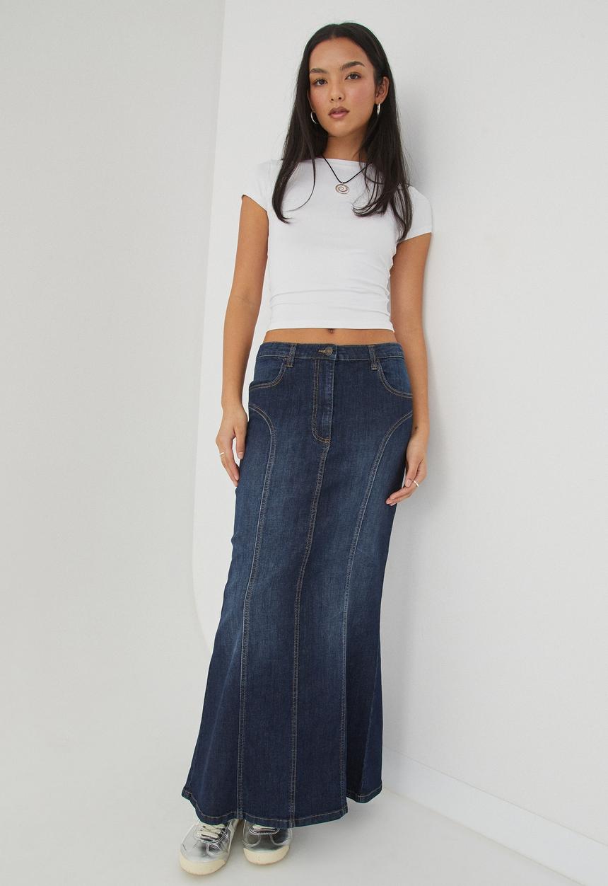 Supré  - Panelled denim maxi skirt - vintage navy