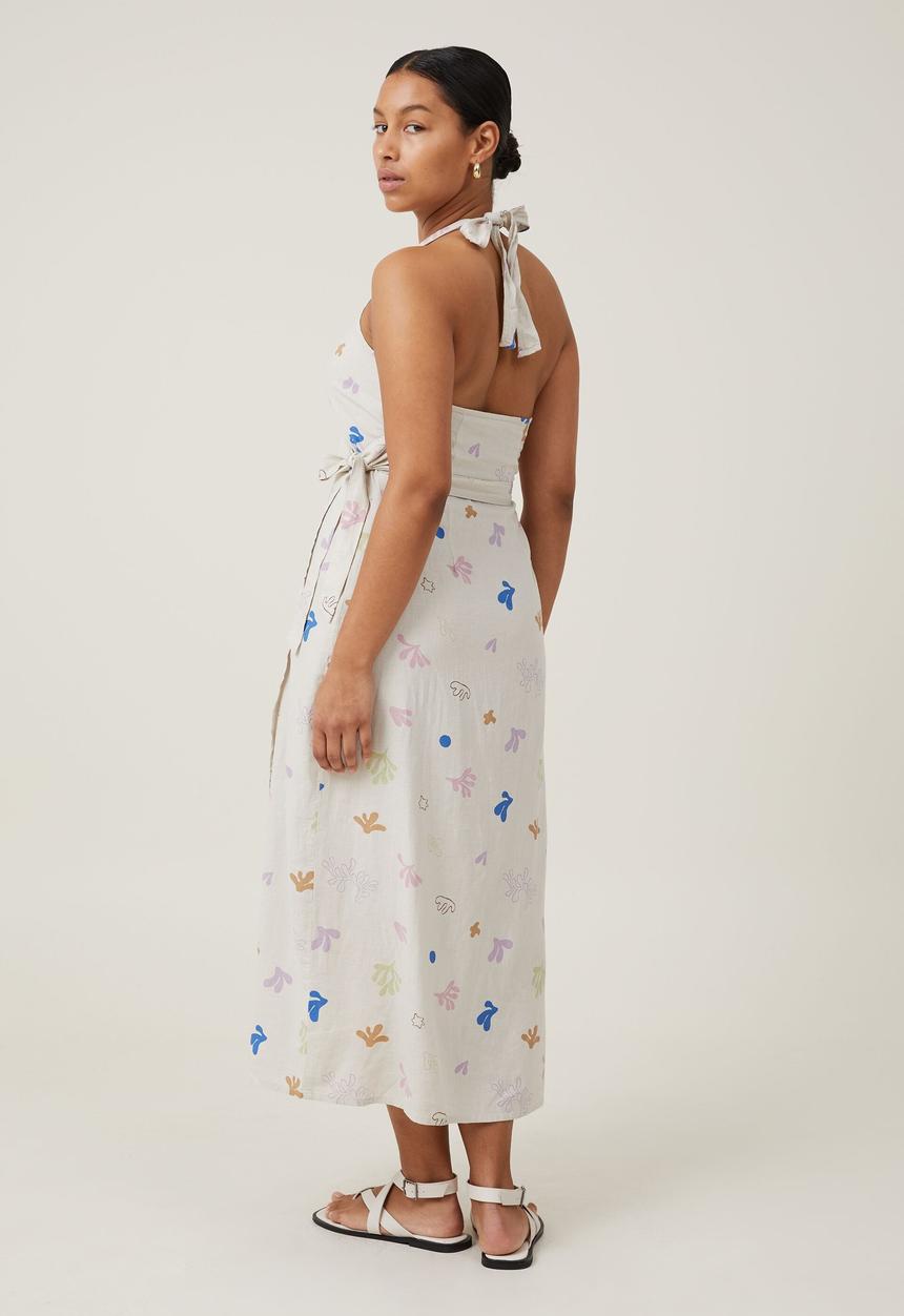 Cotton On - Haven halter wrap midi dress - carissa coral multi