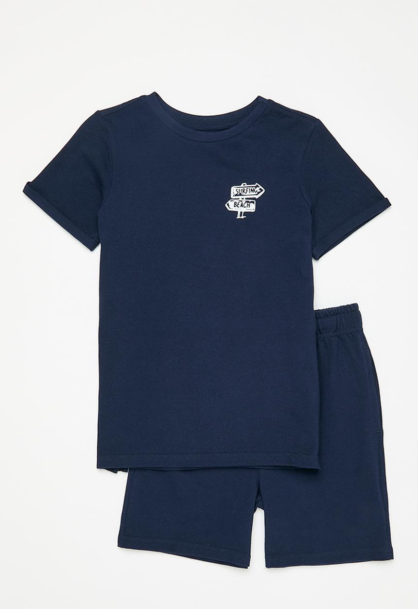 Pop Candy - Pique t-shirt and short set - navy