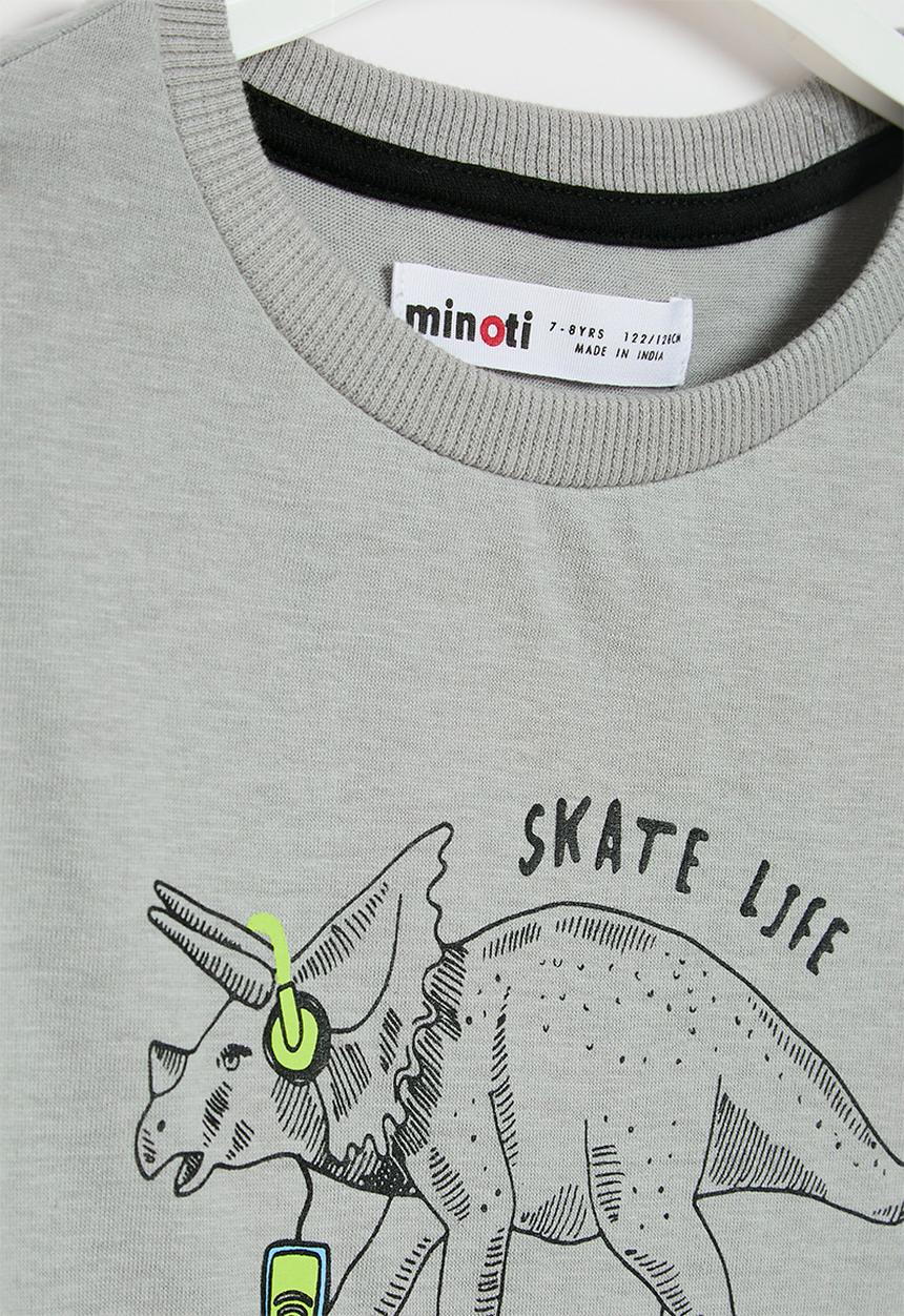 MINOTI - Boys basic skate life long sleeve graphic top - grey