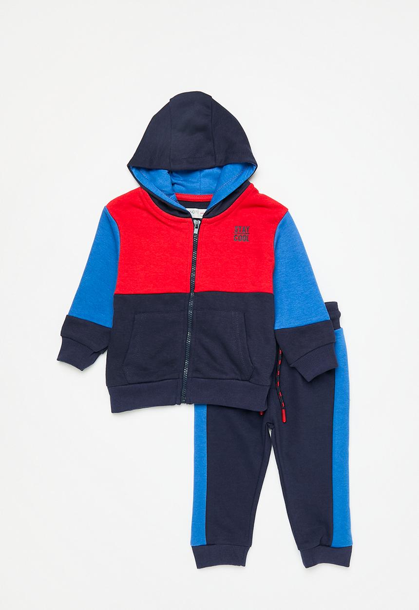 MINOTI - Boys basic fleece crew & jogger set - multi
