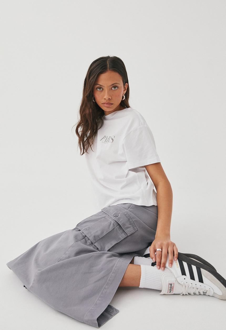 Supré  - Dylan cargo maxi skirt - fossil grey