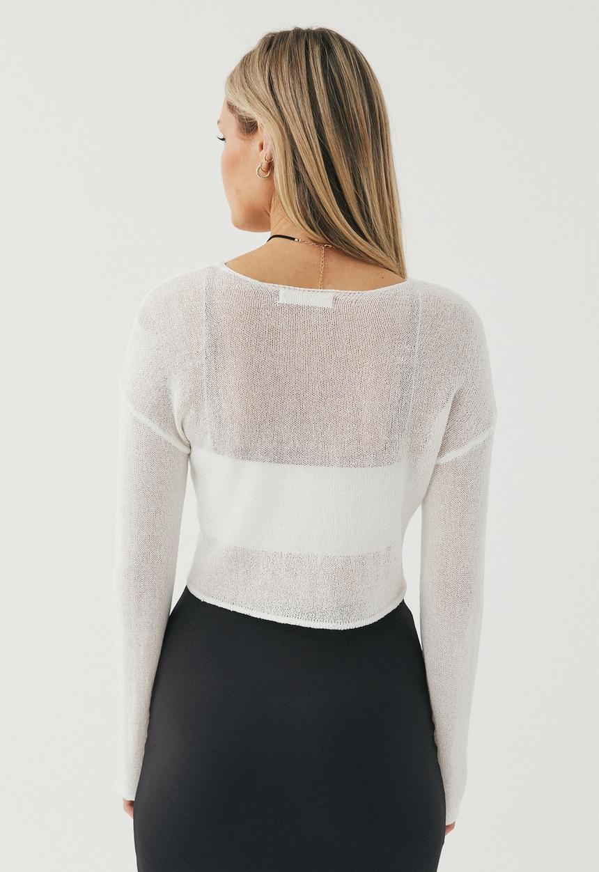 Supré  - Courtney sheer knit jumper - white