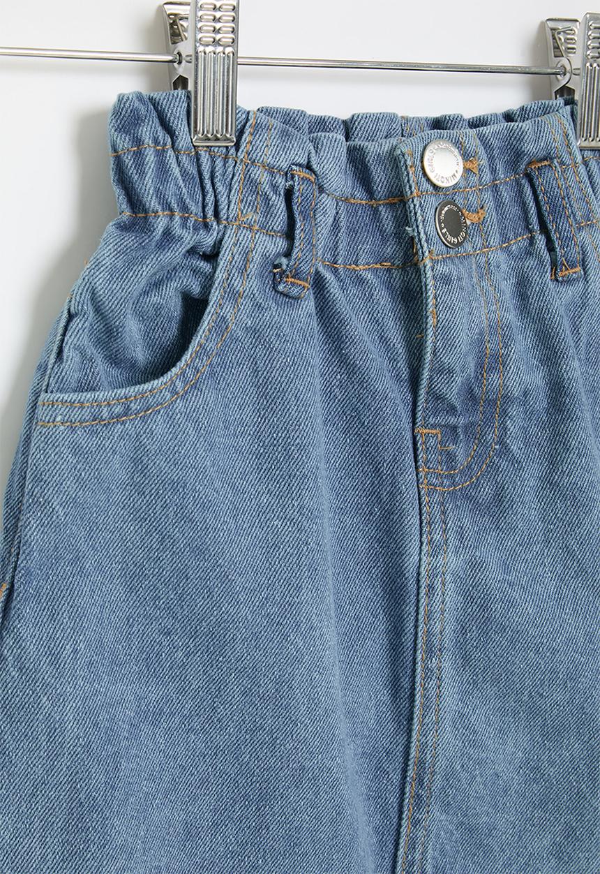 MINOTI - Girls basic paperbag waist denim skirt - mid blue