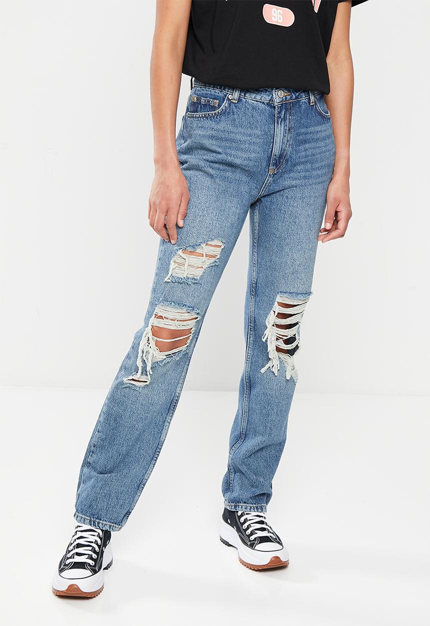 Trendyol - High rise ripped bootcut jeans - blue