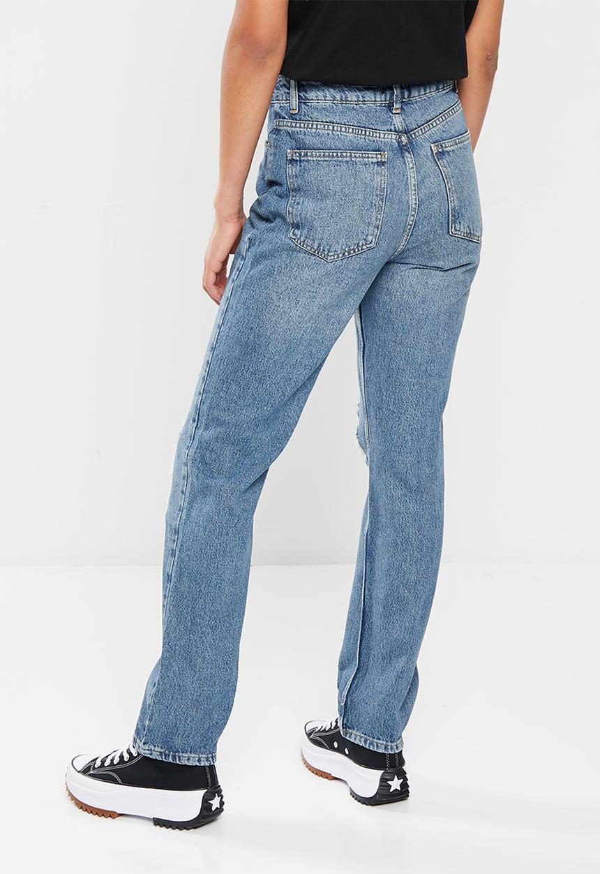 Trendyol - High rise ripped bootcut jeans - blue