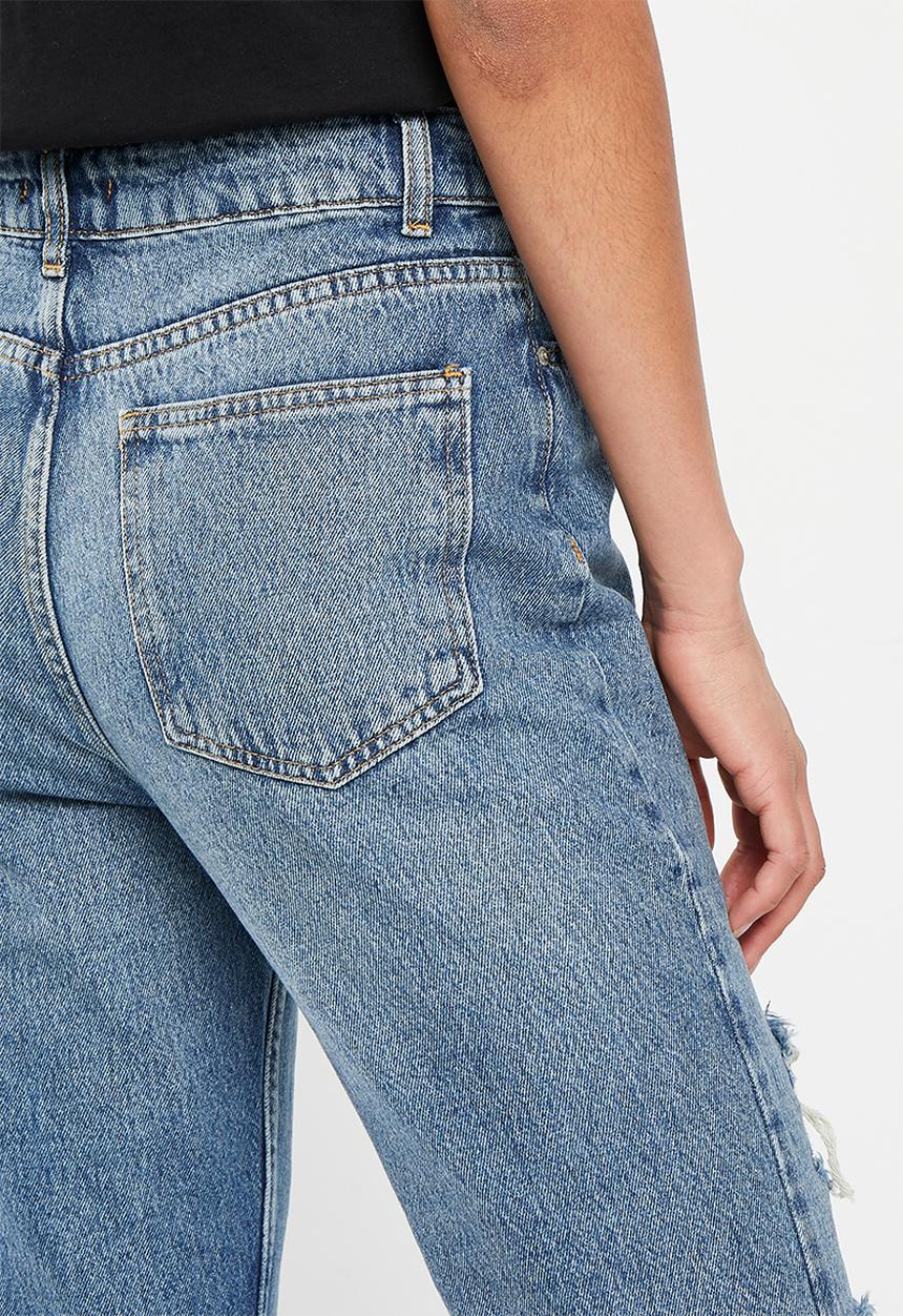 Trendyol - High rise ripped bootcut jeans - blue