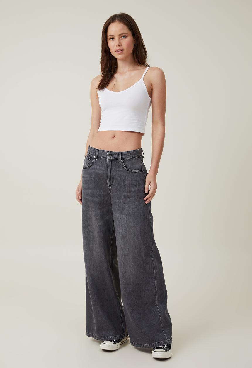 Cotton On - Super wide leg jean - washed grey