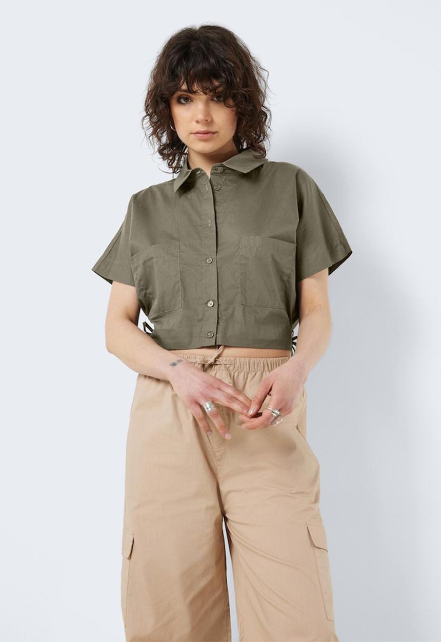 Noisy May - Pinar short sleeve tie top - crocodile solid