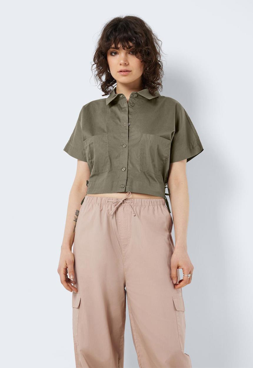 Noisy May - Pinar short sleeve tie top - crocodile solid