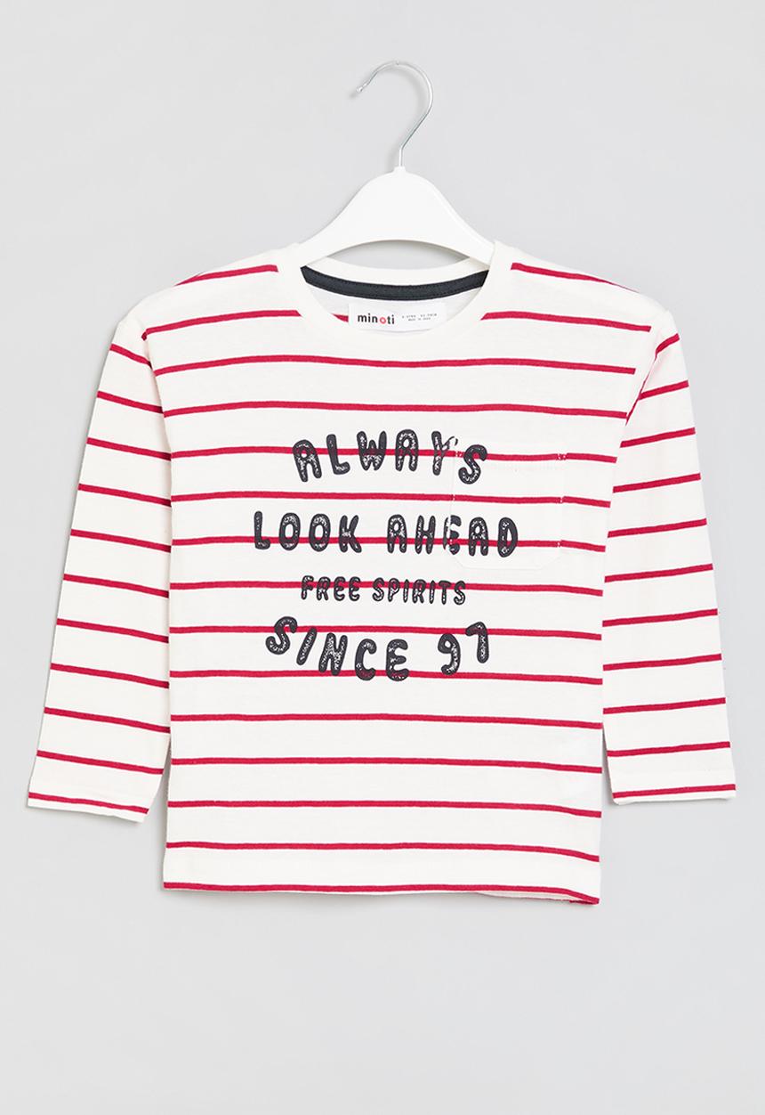 MINOTI - Striped long sleeve top - white & red 