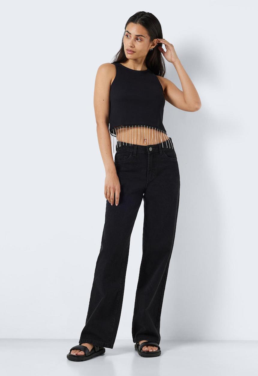 Maya simili fringe top - black