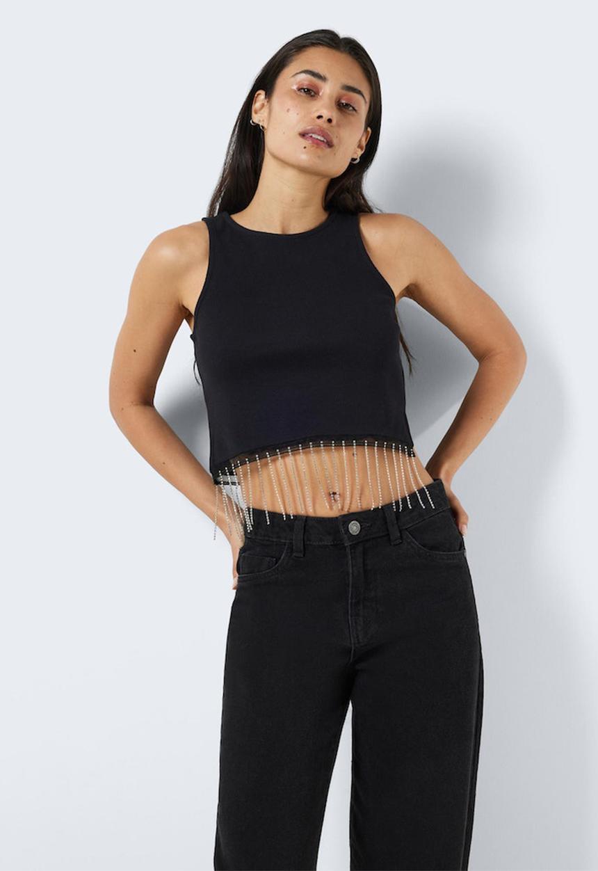 Maya simili fringe top - black