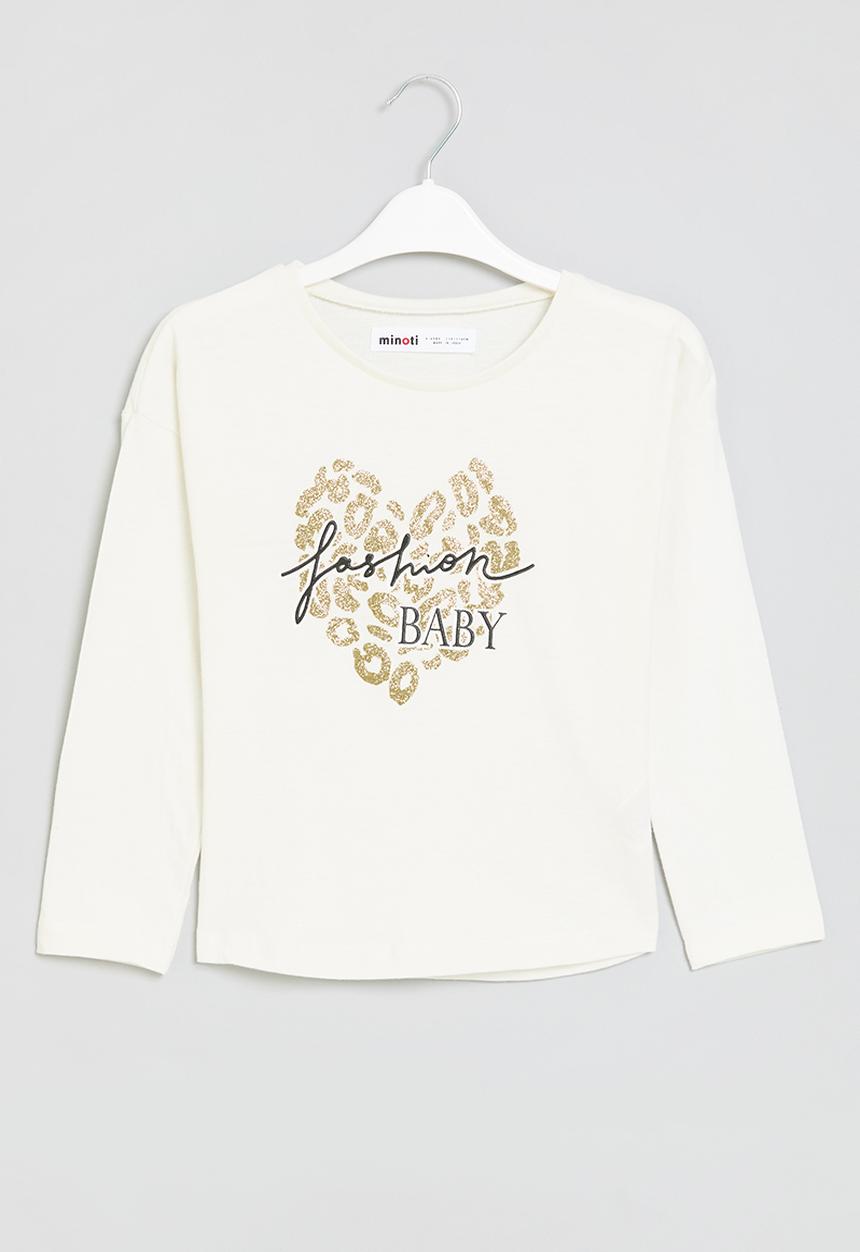 MINOTI - Girls basic fashion baby graphic long sleeve top - white 