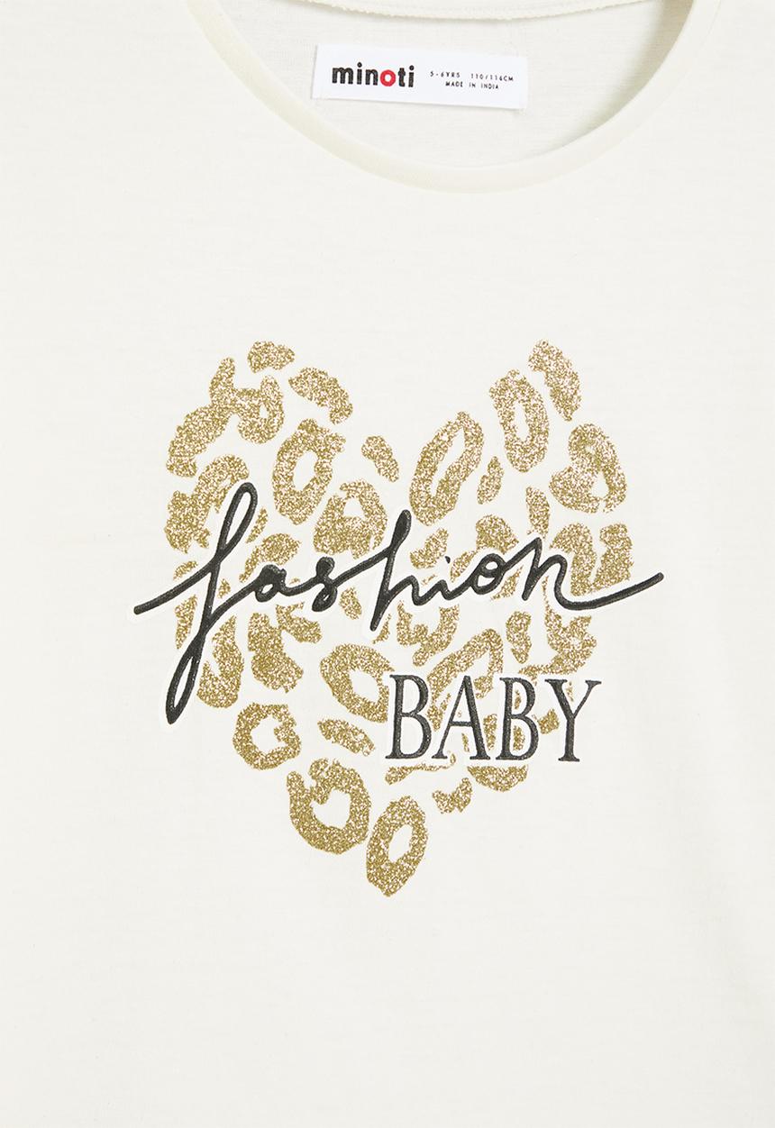 MINOTI - Girls basic fashion baby graphic long sleeve top - white 