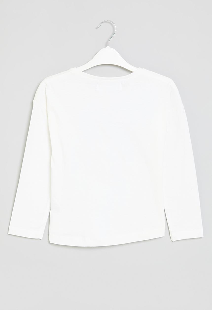 MINOTI - Girls basic stay wild graphic long sleeve top - white 