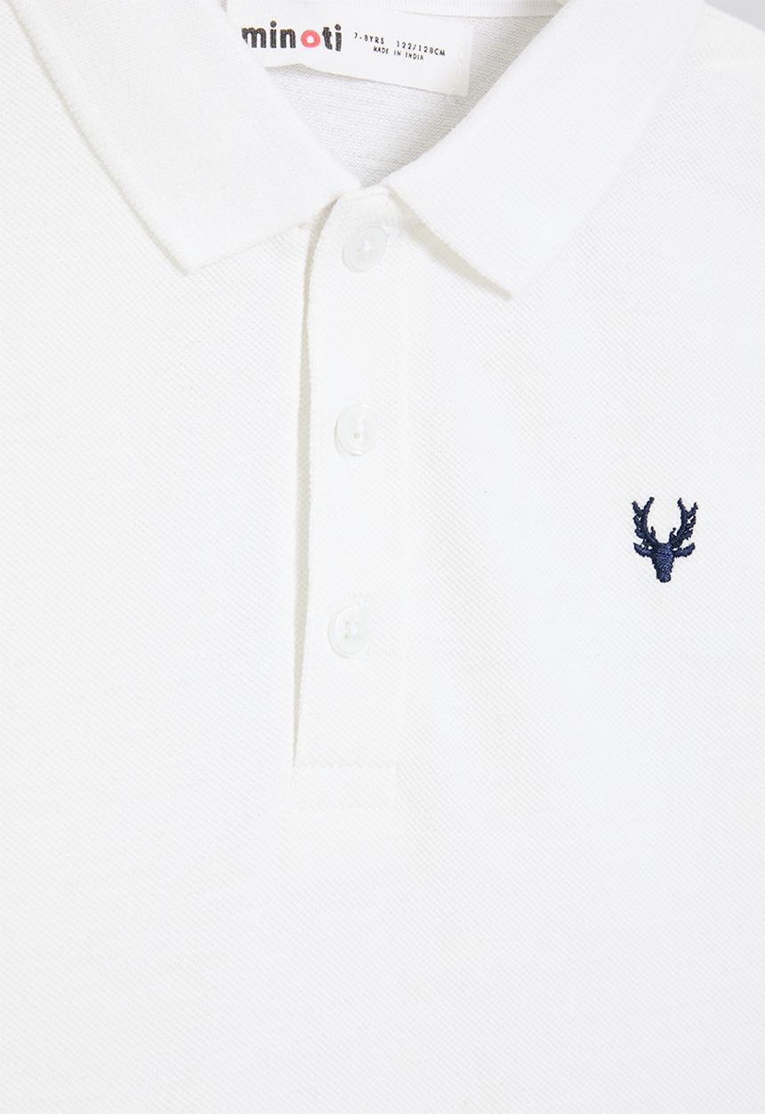 MINOTI - Boys basic long sleeve polo top - white 
