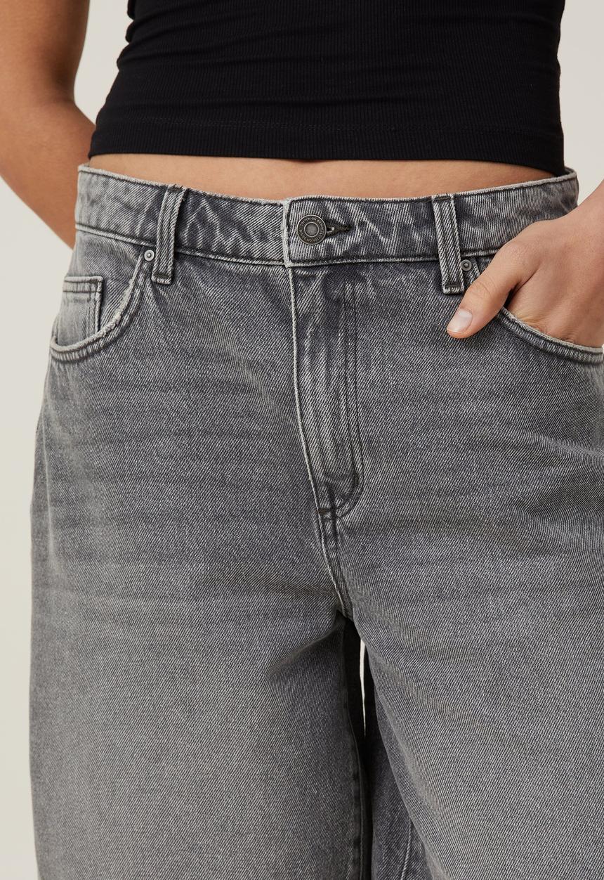Cotton On - Super baggy denim jort - shadow grey