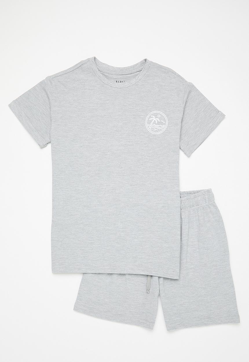 Rebel Republic - Pique t-shirt and short set - grey melange