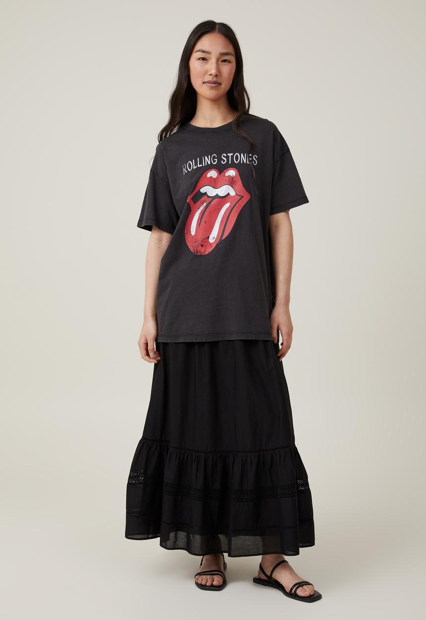 Cotton On - Oversized rolling stones music tee - rolling stones tongue/black