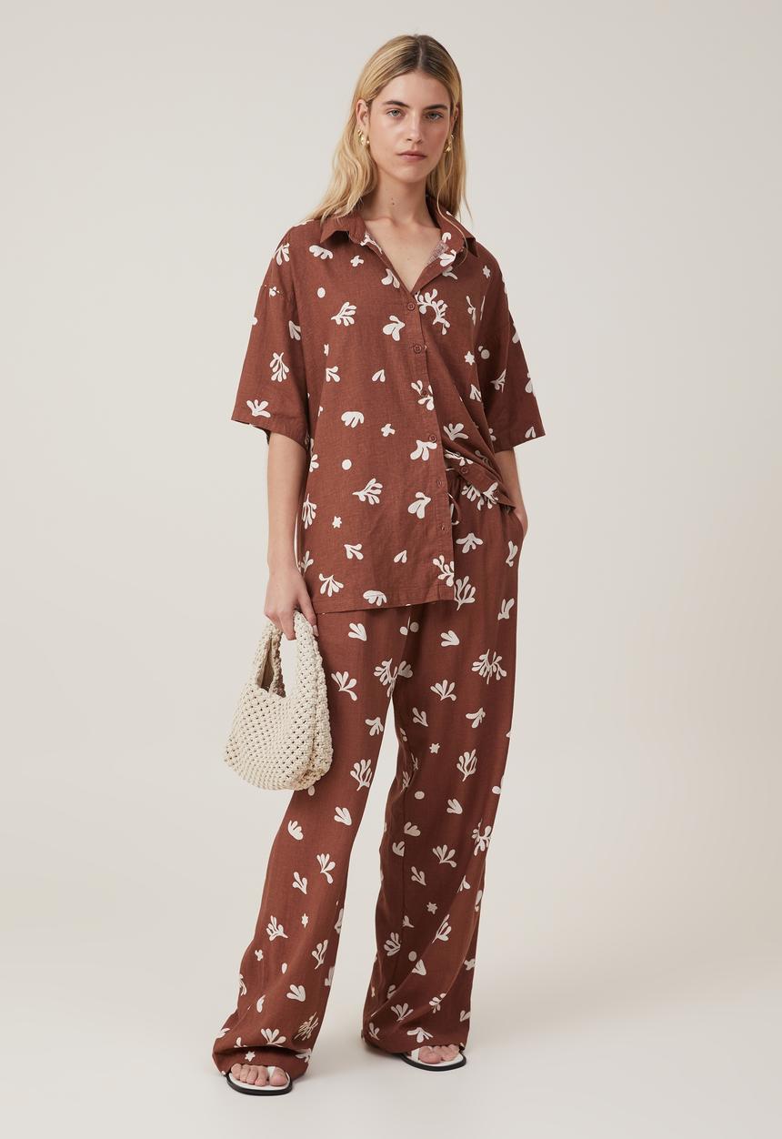 Cotton On - Haven wide leg pant - bottle brown coral