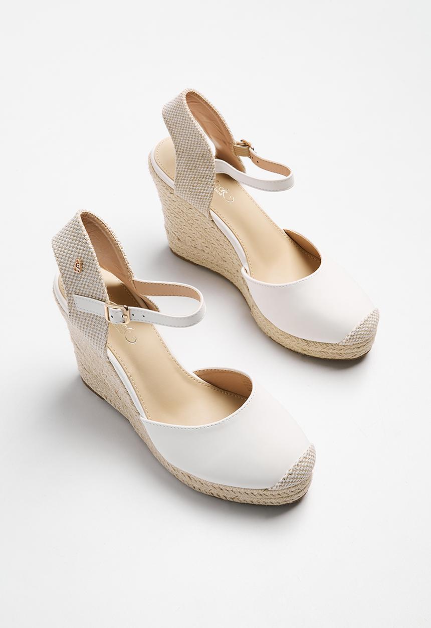 Miss Black - Hooked 1 wedge heel - white