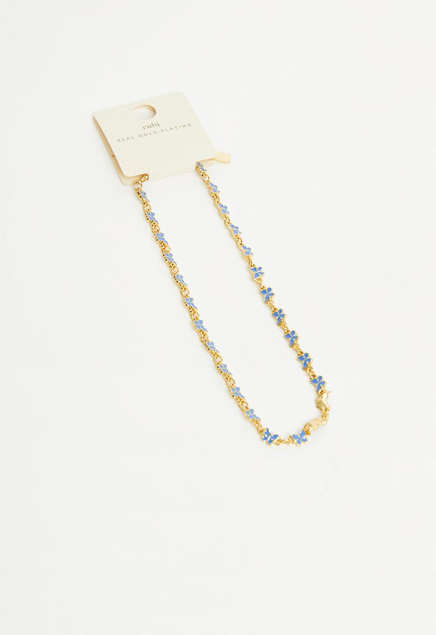 Rubi - Mid chain choker - gold plated plated blue butterfly