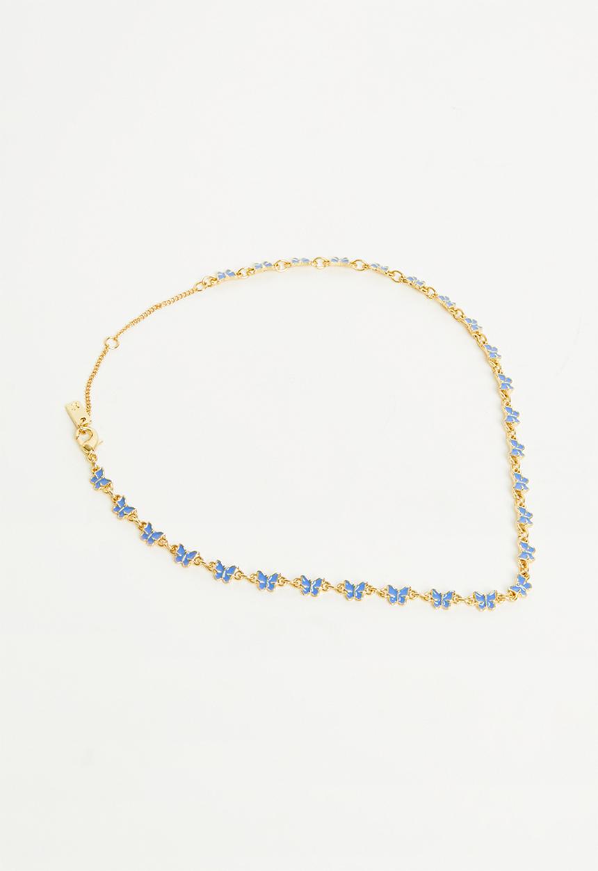 Rubi - Mid chain choker - gold plated plated blue butterfly